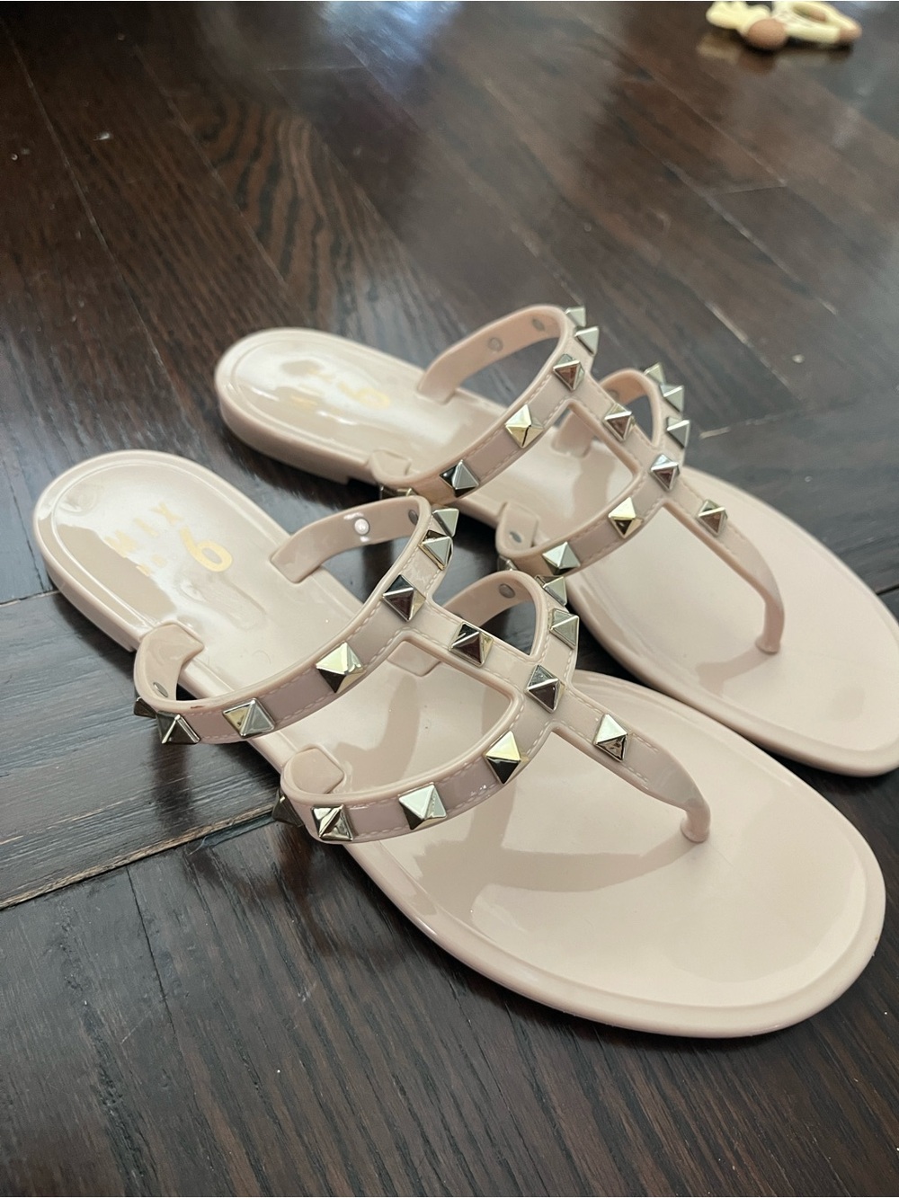 Mix No. 6 Nude Pink Pyramid-Stud Jelly Thong Sandals